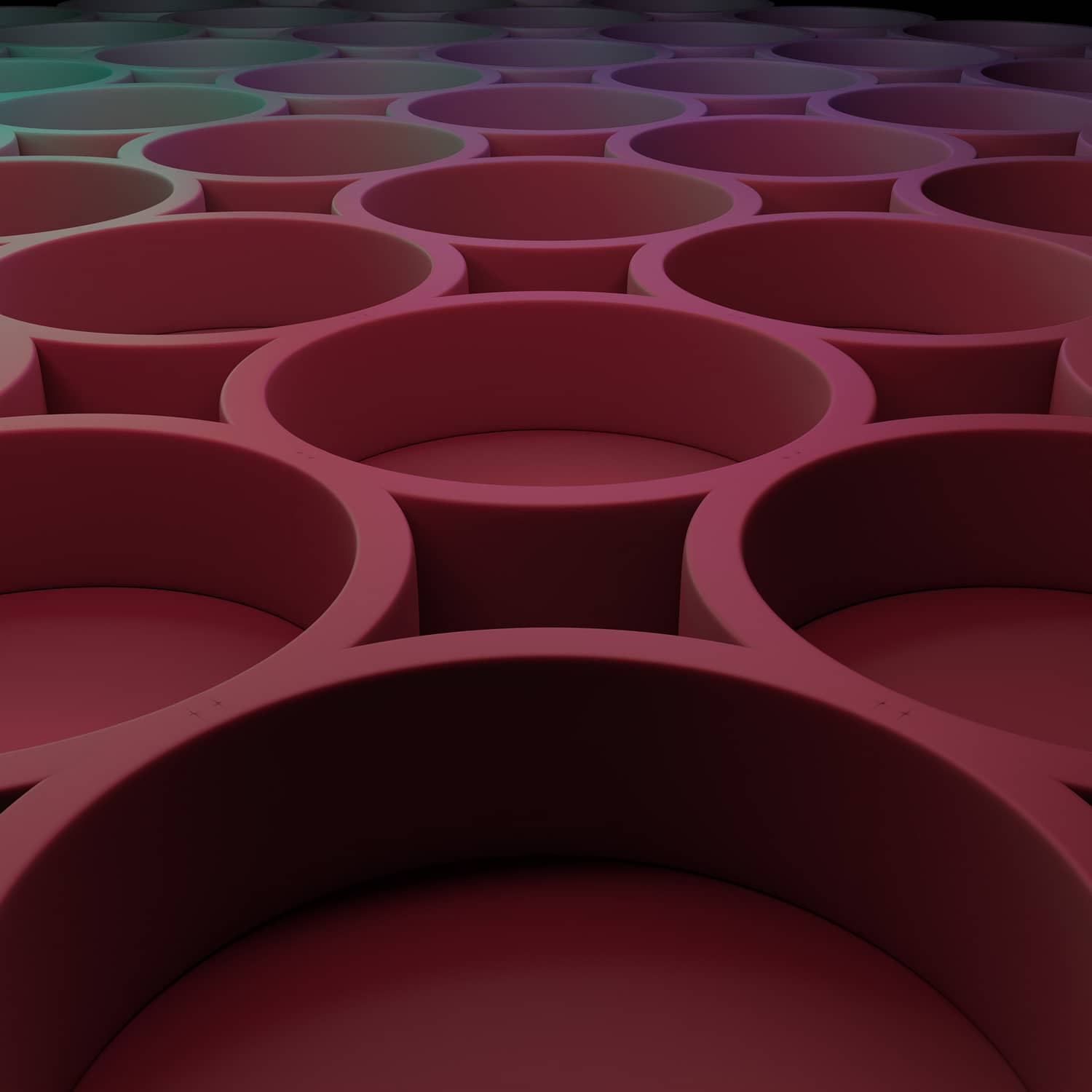 Abstract 3D Circles in Green to Red Gradient