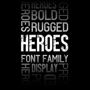 Type specimen: Heroes font family