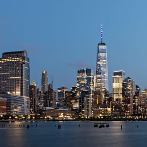 Downtown New York City after sunset