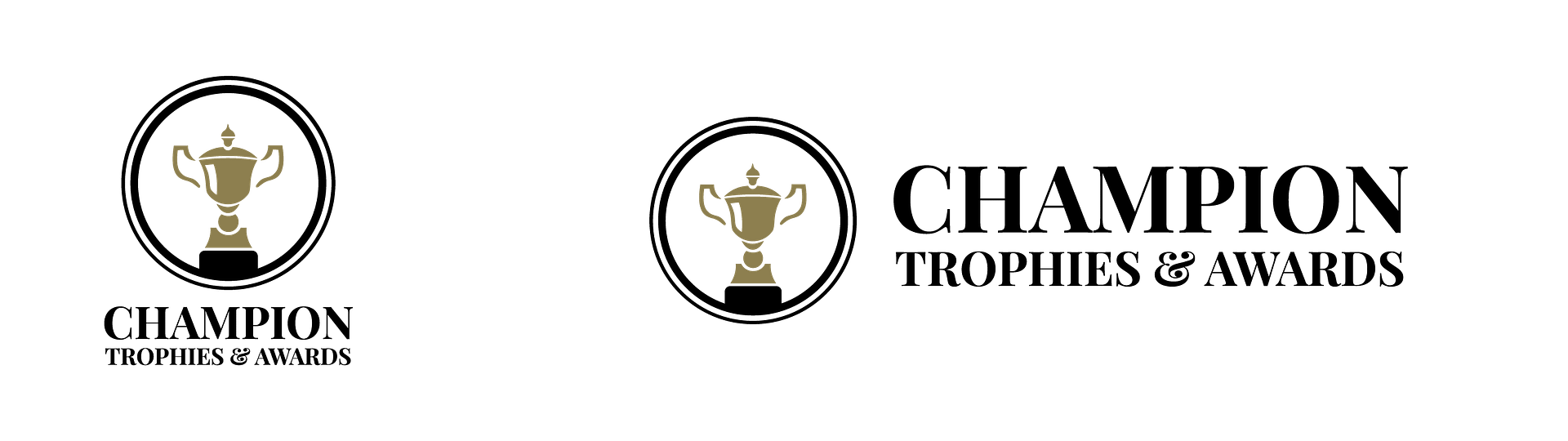 Champion Trophies and Awards regular logo and landscape logo