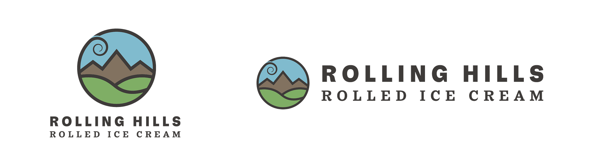 Rolling Hills Rolled Ice Cream business logo and landscape logo